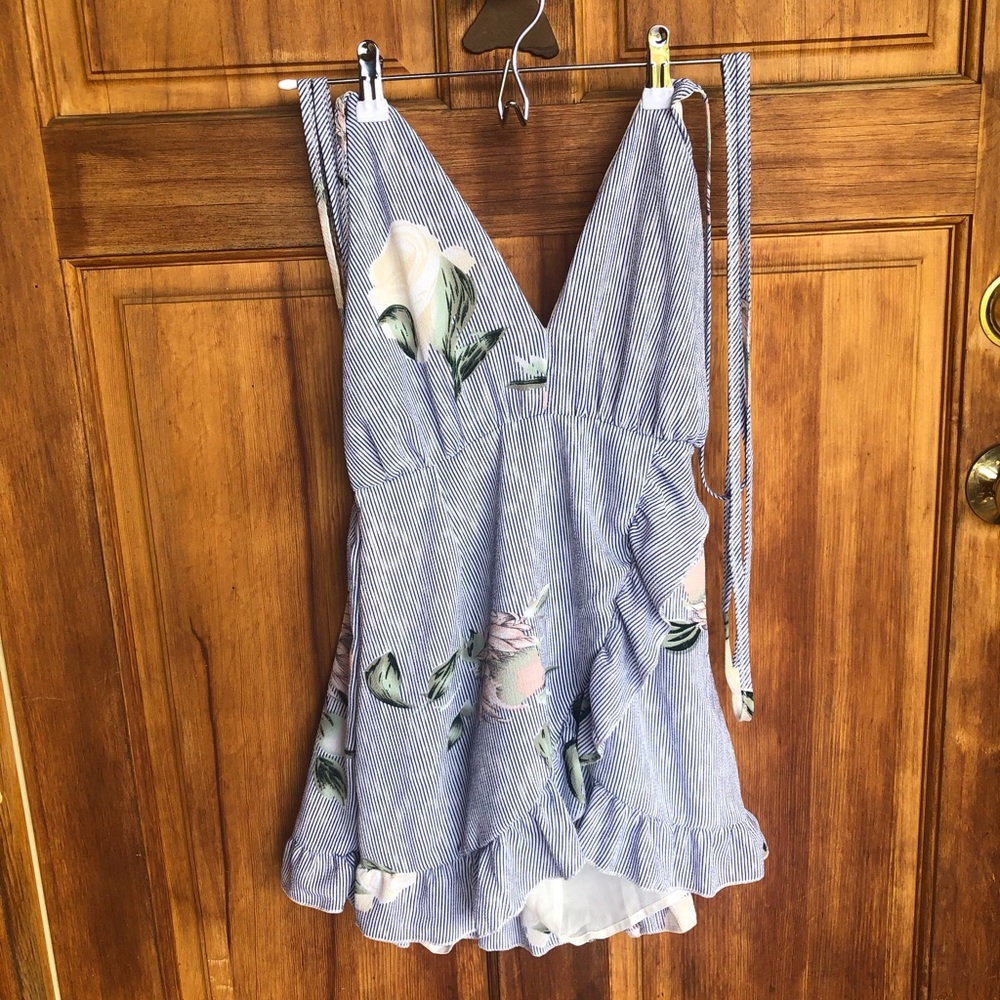 Cute summer romper by zaful, blue flowers